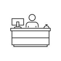 Front Desk line icon, outline sign, linear style pictogram isolated on white. Reception symbol, logo illustration. Editable stroke. Pixel perfect graphics vector