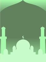 Flat Islamic mosque background, green gradient silhouette vector