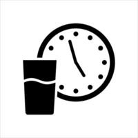 A black and white clock and glass icon vector