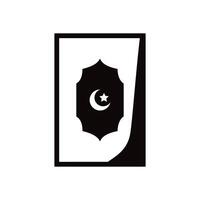 The islamic crescent and star is shown in a black and white square vector