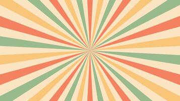 Sunray circus-inspired retro background with a radial vintage burst. Sunburst pattern featuring striped beams and starburst lines. vector