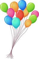 A medium-sized cluster of vibrant helium balloons, ideal for birthday invitations, festive graphics, and party themes. Isolated on a white background. vector