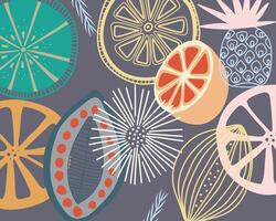 Orange fruits pattern vintage background layout banner fabric textile design print art packaging editable vector