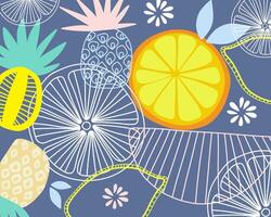 Fruits line art illustration pattern background layout banner textile packaging print art editable vector