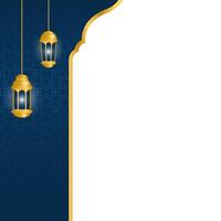 Blue Islamic template square background with some empty space for text vector
