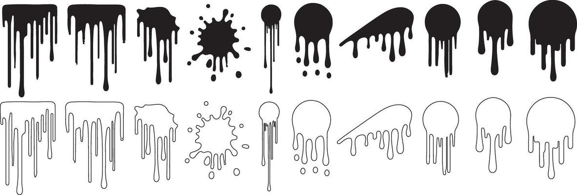 Black Ink Drips and Splatters Collection Perfect for Grunge Textures and Art Designs