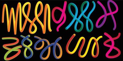 Colorful Gradient Lines in a Fluid Motion Against a Mysterious Black Digital Canvas vector