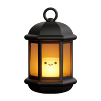 A black lantern with a smiling face on it png
