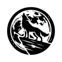 The wolf is standing on the cliff and howling vector