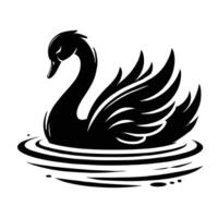 Black swan on water with ripple effect illustration vector