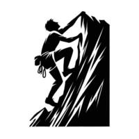 Silhouette of a man climbing on a mountain vector