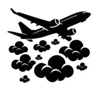 Airplane flying in the clouds vector