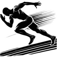 A black and white silhouette of a man running vector