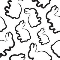 seamless pattern with simple washable rabbit icons in line art style arranged randomly, for logos or holiday designs vector