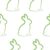 seamless pattern with simple icons of a rabbit sitting on its hind legs in green color in line art style, for logos or various holiday designs vector
