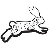 simple icon of a rabbit in the moment of a nap with calla lily buds in line art style, for logos or various holiday designs vector