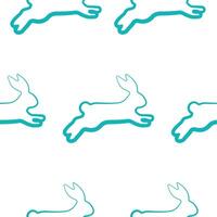 seamless pattern with simple rabbit icons in blue color in line art style, for logos or various holiday designs vector