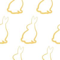 seamless pattern with simple icons of a rabbit sitting and turned to the right in yellow color in line art style, for logos or various holiday designs vector
