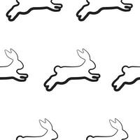 seamless pattern with simple icons of rabbits in the moment of hopping in line art style, for logos or holiday designs vector