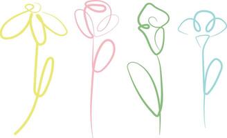 set of simple icons of various types and various colors in line art style, for logos or various designs vector