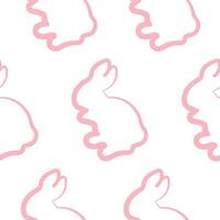 seamless pattern with simple icons of a rabbit that washes pink color in line art style, for logos or various holiday designs vector