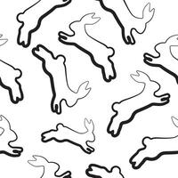 seamless pattern with simple icons of rabbits in the moment of hopping in the style of line art arranged logos, for logos or holiday designs vector