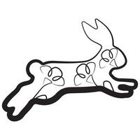 simple icon of a rabbit at the moment of hopping with flower buds in line art style, for logos or various holiday designs vector