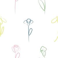 seamless pattern of simple icons of various types and various colors in line art style, for logos or various designs vector