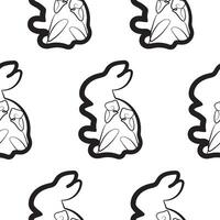 seamless pattern with simple icons of rabbits that washes with buds of calla lilies in line art style, for logos or holiday designs vector