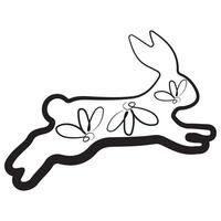 simple icon of a bunny in the moment of a nap with chamomile buds in line art style, for logos or various holiday designs vector