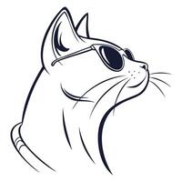 Elegant Cat Line Art, Minimalist Illustration vector