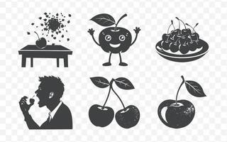 Elegant Cherry Silhouette Collection for Design Projects vector