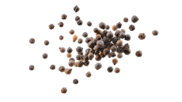 Captivating close up view showcasing a scattering of aromatic peppercorns on seamless space png