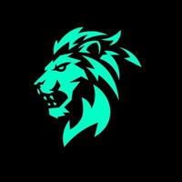 Black and blue Lion head with color light for your logo vector