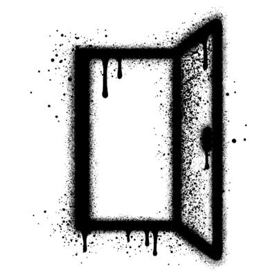 Spray Painted Graffiti Door Icon Sprayed isolated with a white background.