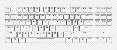 Computer keyboard button layout template with letters for graphic use, Modern computer keyboard, illustration, vector