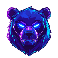 a bear head with glowing eyes on a transparent background png