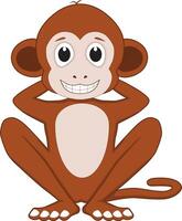Cartoon of a funny monkey and a big smiley face vector