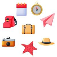 3d travel element set. Isolated on white background vector