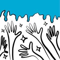 Hands in doodle style. Hand drawn human hands doodle set. vector