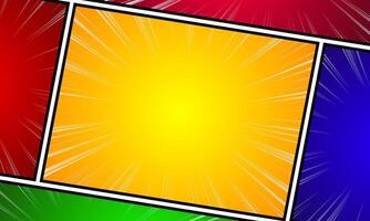 Comic book page template with radial background, halftone effect and pop-art style. vector