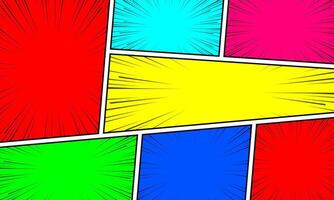 Comic book page template with radial rays, and halftone effects in pop-art style. vector