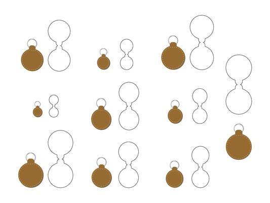 Cricle shape keychain key FOB Dieline Template