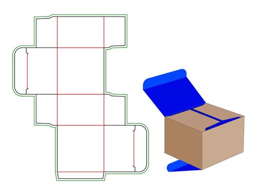 Custom Tuck end reverse box 6x4x6 Inch dieline Template