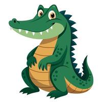 A Cheerful Alligator with Big Eyes and Sharp Teeth A Colorful Cartoon Character Sitting with Its Tail Curled and Claws Outstretched vector