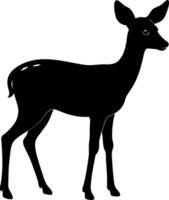 The Serene Stare of a Silhouetted Doe A Minimalist Image of a Deer in Profile with Long Legs, a Short Tail, and a Peaceful Gaze vector