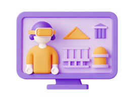 Virtual reality interaction with 3D design elements and a monitor. png