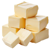 Butter cubes stack isolated on transparent background png
