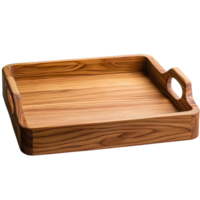 Wooden tray with handles, square serving tray, natural wood texture png