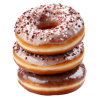 Glazed donuts stack with sprinkles on transparent background png